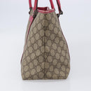 GUCCI GG Supreme Tote Bag PVC Beige Silver 114595 Auth 201444-4