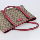 GUCCI GG Supreme Tote Bag PVC Beige Silver 114595 Auth 201444-6