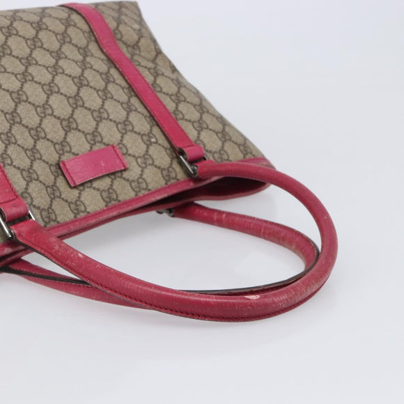 GUCCI GG Supreme Tote Bag PVC Beige Silver 114595 Auth 201444
