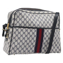GUCCI GG Supreme Sherry Line Shoulder Bag PVC Navy Gold Auth 201446-1