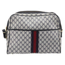 GUCCI GG Supreme Sherry Line Shoulder Bag PVC Navy Gold Auth 201446-13