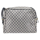 GUCCI GG Supreme Sherry Line Shoulder Bag PVC Navy Gold Auth 201446-2