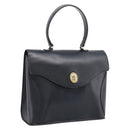 Christian Dior Hand Bag Leather Navy Gold Auth 201451-1