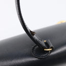 Christian Dior Hand Bag Leather Navy Gold Auth 201451-9
