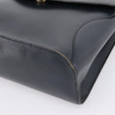 Christian Dior Hand Bag Leather Navy Gold Auth 201451-10