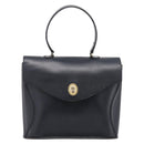 Christian Dior Hand Bag Leather Navy Gold Auth 201451-13