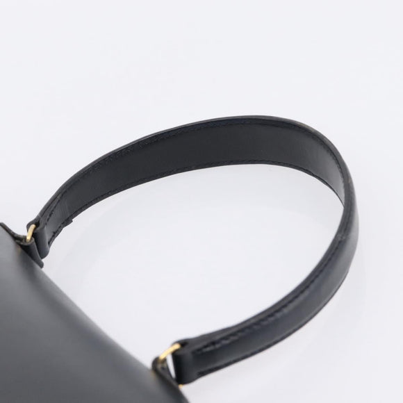 Christian Dior Hand Bag Leather Navy Gold Auth 201451