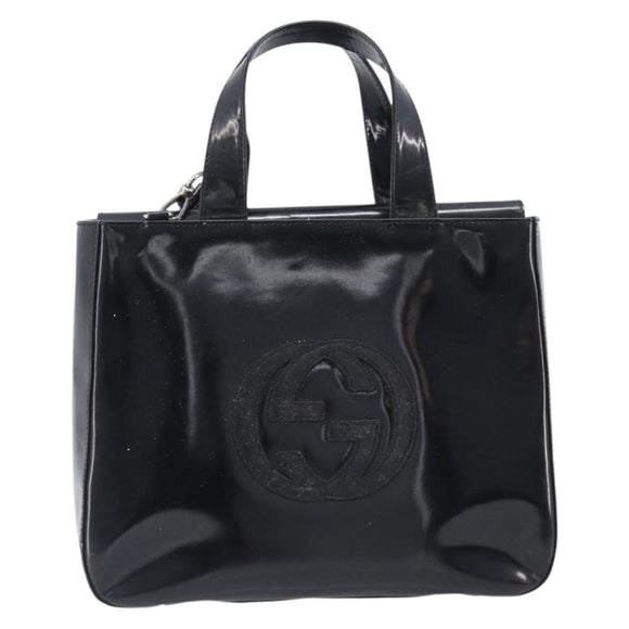 GUCCI Hand Bag Patent Leather 2way Black Silver 000 1013 0504 Auth 201452