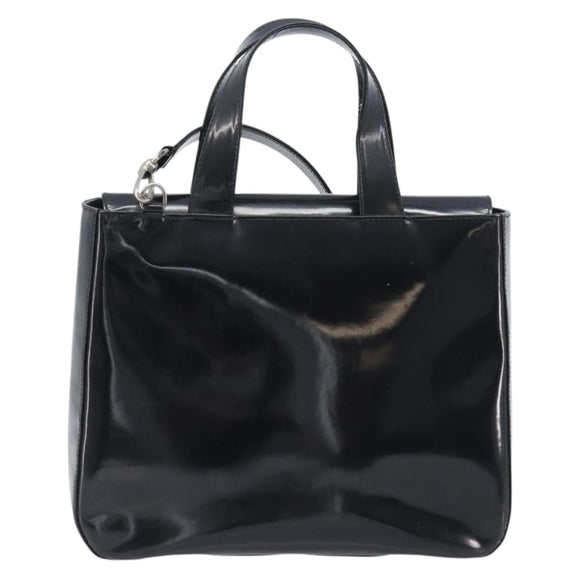 GUCCI Hand Bag Patent Leather 2way Black Silver 000 1013 0504 Auth 201452
