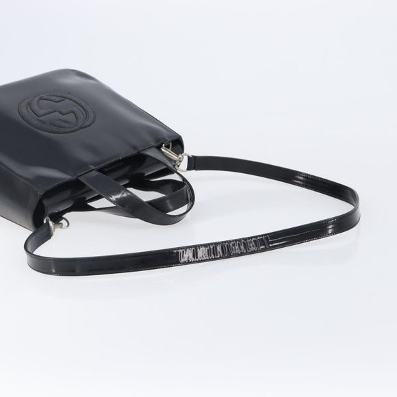 GUCCI Hand Bag Patent Leather 2way Black Silver 000 1013 0504 Auth 201452