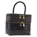 CELINE Macadam Canvas Vanity Hand Bag PVC Leather Black Gold Auth 201453A-1