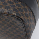 CELINE Macadam Canvas Vanity Hand Bag PVC Leather Black Gold Auth 201453A-14