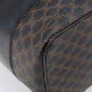 CELINE Macadam Canvas Vanity Hand Bag PVC Leather Black Gold Auth 201453A-15