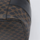 CELINE Macadam Canvas Vanity Hand Bag PVC Leather Black Gold Auth 201453A-16