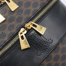 CELINE Macadam Canvas Vanity Hand Bag PVC Leather Black Gold Auth 201453A-18