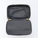 CELINE Macadam Canvas Vanity Hand Bag PVC Leather Black Gold Auth 201453A-10