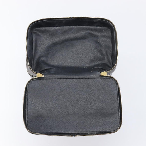 CELINE Macadam Canvas Vanity Hand Bag PVC Leather Black Gold Auth 201453A