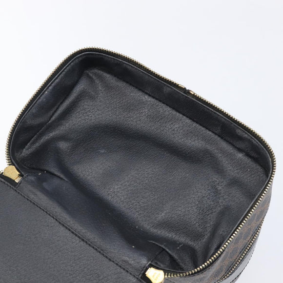CELINE Macadam Canvas Vanity Hand Bag PVC Leather Black Gold Auth 201453A