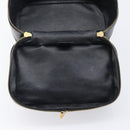 CELINE Macadam Canvas Vanity Hand Bag PVC Leather Black Gold Auth 201453A-21