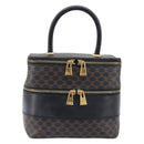 CELINE Macadam Canvas Vanity Hand Bag PVC Leather Black Gold Auth 201453A-13