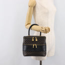 CELINE Macadam Canvas Vanity Hand Bag PVC Leather Black Gold Auth 201453A-25