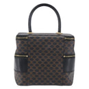 CELINE Macadam Canvas Vanity Hand Bag PVC Leather Black Gold Auth 201453A-2