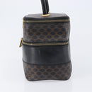CELINE Macadam Canvas Vanity Hand Bag PVC Leather Black Gold Auth 201453A-3