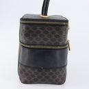 CELINE Macadam Canvas Vanity Hand Bag PVC Leather Black Gold Auth 201453A-4