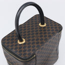 CELINE Macadam Canvas Vanity Hand Bag PVC Leather Black Gold Auth 201453A-6