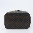 CELINE Macadam Canvas Vanity Hand Bag PVC Leather Black Gold Auth 201453A-5