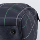 Burberrys Nova Check Boston Bag Canvas Navy Gold Auth 201462A-9