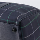 Burberrys Nova Check Boston Bag Canvas Navy Gold Auth 201462A-15