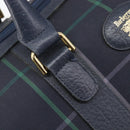 Burberrys Nova Check Boston Bag Canvas Navy Gold Auth 201462A-10