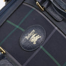 Burberrys Nova Check Boston Bag Canvas Navy Gold Auth 201462A-17