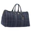 Burberrys Nova Check Boston Bag Canvas Navy Gold Auth 201462A-1