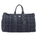 Burberrys Nova Check Boston Bag Canvas Navy Gold Auth 201462A-13