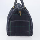 Burberrys Nova Check Boston Bag Canvas Navy Gold Auth 201462A-3
