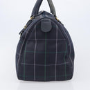 Burberrys Nova Check Boston Bag Canvas Navy Gold Auth 201462A-4