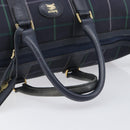 Burberrys Nova Check Boston Bag Canvas Navy Gold Auth 201462A-7