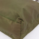 PRADA Tote Bag Nylon Khaki Silver Auth 201463-9