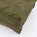 PRADA Tote Bag Nylon Khaki Silver Auth 201463-15