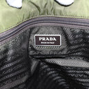 PRADA Tote Bag Nylon Khaki Silver Auth 201463-10