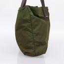 PRADA Tote Bag Nylon Khaki Silver Auth 201463-3