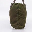 PRADA Tote Bag Nylon Khaki Silver Auth 201463-4
