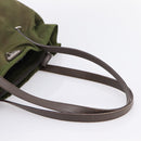 PRADA Tote Bag Nylon Khaki Silver Auth 201463-7