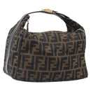 FENDI Zucca Canvas Vanity Hand Bag Black Brown Auth 201467-1