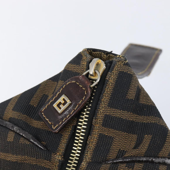 FENDI Zucca Canvas Vanity Hand Bag Black Brown Auth 201467