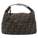 FENDI Zucca Canvas Vanity Hand Bag Black Brown Auth 201467-13