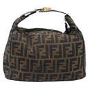 FENDI Zucca Canvas Vanity Hand Bag Black Brown Auth 201467-2
