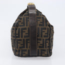 FENDI Zucca Canvas Vanity Hand Bag Black Brown Auth 201467-4